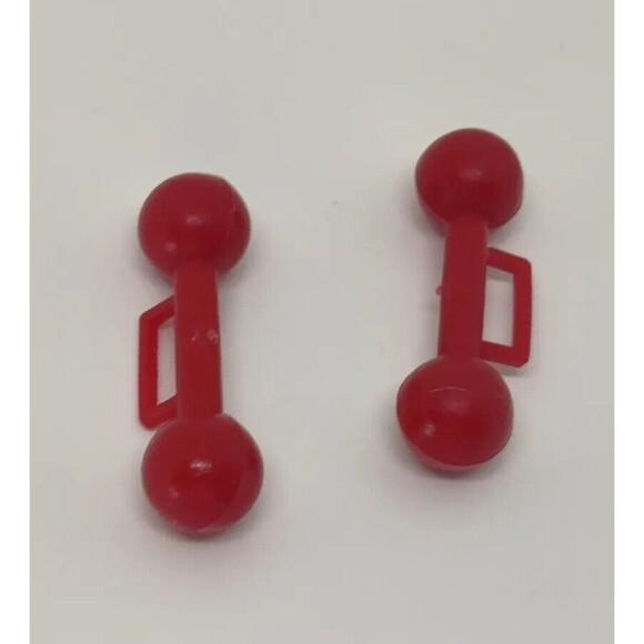 Vintage Mattel Barbie Christie Ken Hand Weight Dumb Bell Lot 2 Red Set 80s? 90s? - Picture 2 of 4